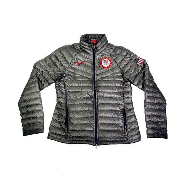 Nike Olympic Team Usa Aeroloft Puffer Jacket Silver Summit 800 Down Women’s Larg - Picture 1 of 11